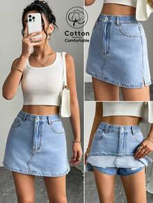 Mobula Sound 性感音乐节休闲短裤裙，百搭夏日度假时尚，优雅时尚 Y2K 别致青春设计 - 藍色 - 查看 2