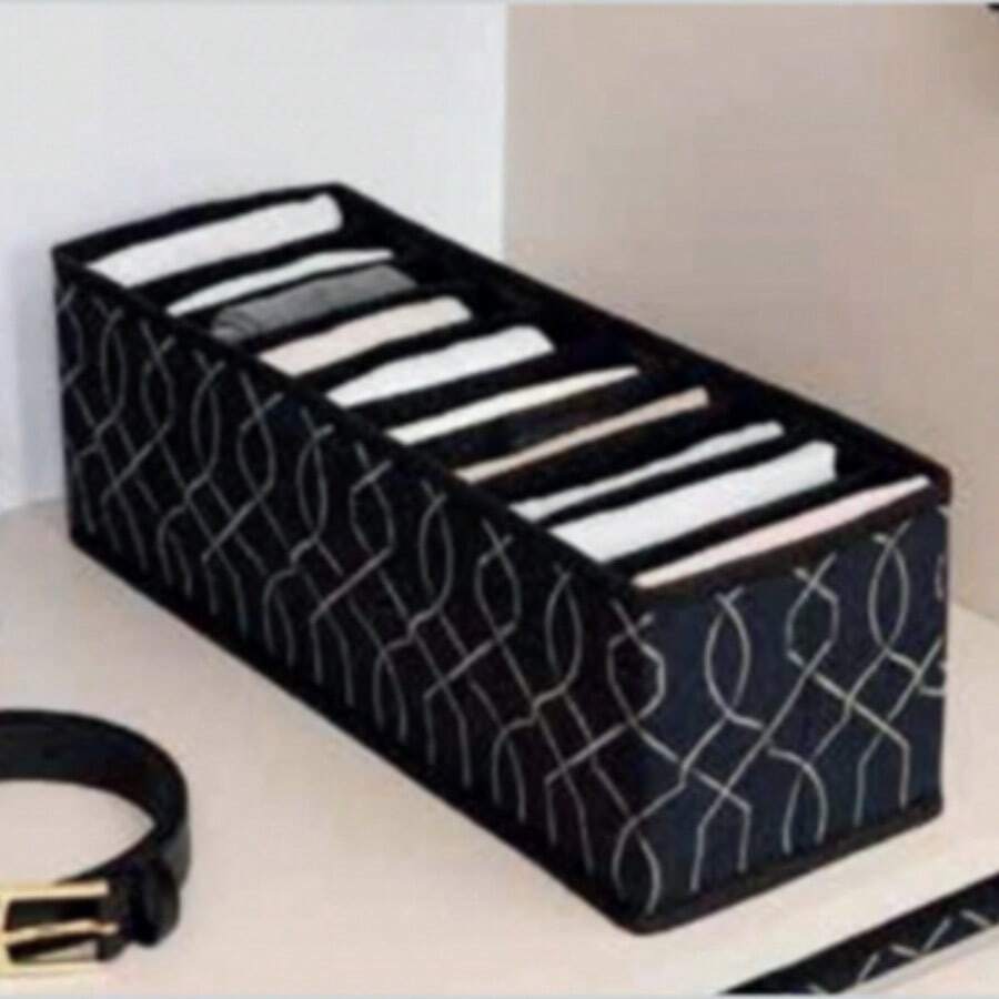 MADE IN TURKEY Elegant Drawer Organizer – 40x14x14 Cm, Durable And Lightweight, 152 G, Reusable Decorative Organizer For Closet, Office, Or Home Use, Stackable Design - Black - View 1