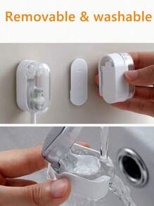 Bathroom Toothbrush Holder For Home Use, Wall-Mounted Minimalist Dustproof Toothbrush Hanger Without Drilling, With Automatic Closing Cover,Toothbrush Storage Shelf,Simple Portable Organiser For Bathroom,Dustproof Toothbrush Organiser With Cover