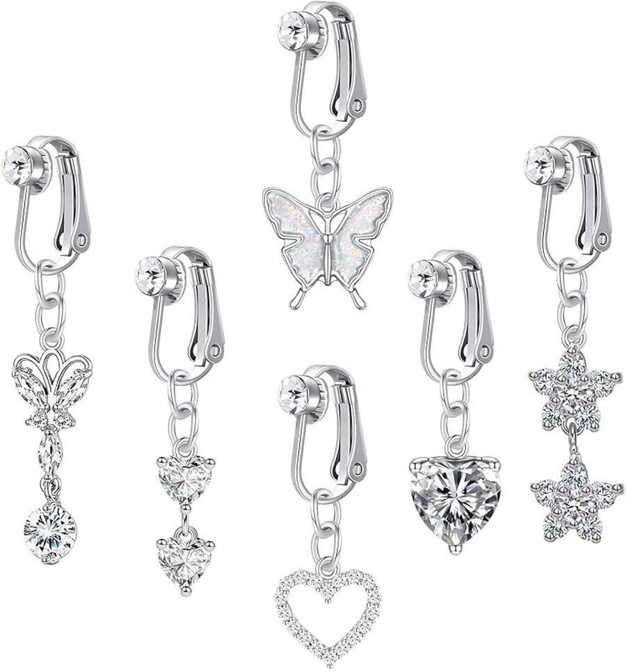 Piercing de ombligo falso Longita - Anillos de botón de clip, pendientes y piercings - 2-plata - Ver 1