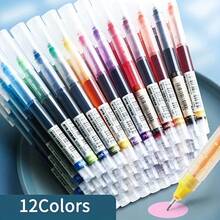 24pcs High Quality 0.5mm Needle Tip Color Gel Pen Straight Liquid Round Ballpoint Pen Stationery School Office Supplies - Nhiều màu - Xem 9