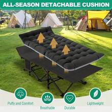LITIDA Oversized Folding Bed Cot, Camping Cot With Carry Bag, 500lbs Support XXL, Portable Rollaway Guest Sleeping Cot With Mattress, Camp Cot Bed For Travel, Guest
