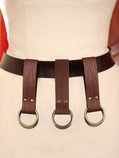 1 Stück brauner mittelalterlicher Renaissance-Gürtel mit Holzmaserung, Bierkrug-Halter und Rock-Hebe-Accessoire, Wikinger-Gürtel, Halloween-Kostüm-Accessoire, Requisite