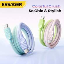 ESSAGER USB C To Type C Cable Fast Charging For Phone 480Mbps PD QC USB C Cord Compatible With IPhone 16, 16 Pro Max, 15, 15 Plus, 15 Pro, 15 Pro Max, Compatible With Redmi, Compatible With OnePlus Charger - Pastel Green - View 5