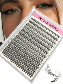 Pestañas en racimo 240 piezas 20D (9MM-16MM) Extensiones de pestañas individuales largas D Curl de mink falso en bandeja mezclada para extensión de pestañas DIY en casa en color negro 0.07