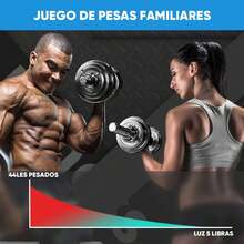 Kit Mancuernas 15 kg 3 en 1 Multi-Uso con Varilla de conexión para Entrenamiento de Ejercicio en el Gimnasio en casa. Con Barra de Discos Ajustables a 15 Kg - 1 - View 5