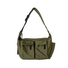 2025韓国版新型大容量ショルダーバッグ女性日系工装風ポケット斜めショルダーバッグ - グリーン - チェックする 1