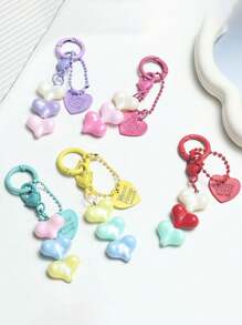 2D Flat, 1pc New Acrylic Colorful Heart Pendant Mobile Phone Case Ornament Accessories Earphone Bag Hanging Ornaments Car Accessories Bag Charm