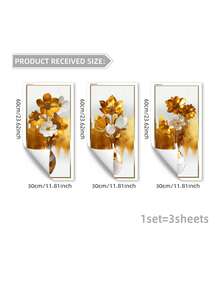 3pcs Floral Pattern Wall Sticker, Modern PVC Wall Art Decal For Home Decor, Stickers, Wall Decal, Vinyl Decal For Home Decorations, Spring Decoration Items Refresh Your Home, Festival Decoration Stickers Gifts Birthday Graduation - Multicolor - View 10