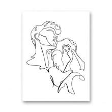 1pc/3PCS Wall Arts Posters Optional Frame Modern Wall Art Canvas Painting Bedroom Home Decoration Gay Gift Poster Men Kiss Embrace Love Prints Abstract Lines Simple