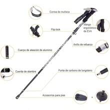 Bastón de Senderismo Plegable de 130cm, Bastón de Senderismo Ultraligero, Material de Aleación de Aluminio de Alta Resistencia (Negro) - 2 - Ver 11