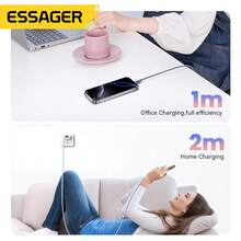 ESSAGER USB C To Type C Cable Fast Charging For Phone 480Mbps PD QC USB C Cord Compatible With IPhone 16, 16 Pro Max, 15, 15 Plus, 15 Pro, 15 Pro Max, Compatible With Redmi, Compatible With OnePlus Charger - Pastel Green - View 6