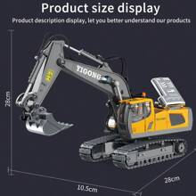 Children, Remote-Controlled Excavator, Alloy Remote-Controlled Car, Excavator, Boy, Construction Vehicle, Rechargeable, Model Toy, Car Gift