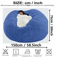 Funda para sofá puff de peluche extra grande, puff sofá de piel sintética esponjoso, de gran transfronteriza (solo la funda, sin relleno)