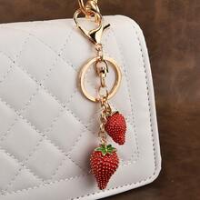 3D Delicious Fruit Red Strawberry Pendant Keychain Cute Strawberries Strings Charms Keyring For Men Women Key Holder Backpack Handbag Ornament Accessories Gift Trinket - Gold - View 14