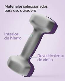 Juego de 2 Mancuernas, 2 x 2 kg, Mancuernas Hexagonales con Superficie de Vinilo, para Fitness, Ejercicio, Entrenamiento, para Gimnasia en Casa, Violeta Ceniza - Morado - Ver 5