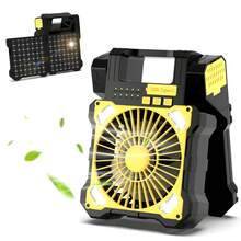 5200mah Solar Powered Camping Fan, Dual-Panel Solar Camping Fan With LED Light, 5 Adjustable Speeds Cordless Portable Fans, Quiet USB-C Desk Fans For Tent Outdoor Travel Home Workplace - Yellow - View 8
