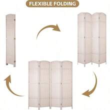 4 Panel Room Divider - Waterproof Wood Frame, Folding Screen Room Divider, Screen Room Divider, Partition Wall Divider - Room Partitions And Dividers - Beige - View 3