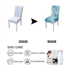 1 cái/2 cái/4 cái/6 cái/30 cái Vỏ bọc ghế co giãn in họa tiết sóng tươi mát mùa hè sáng tạo, Vỏ bọc ghế chống trượt có thể giặt được, Vỏ bọc chống bụi trang trí nhà cửa cho khách sạn, nhà hàng, phòng khách, v.v., mọi mùa - Nhiều màu - Xem 4