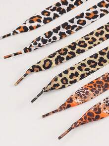 2 Stücke bunte Leoparden-Muster Schnürsenkel, geeignet für Sneaker, Lässig Schuhe und verschiedene Fußbekleidung