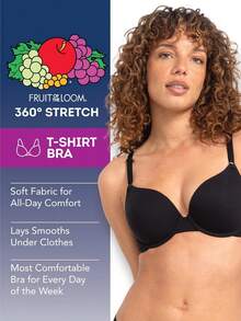 Fruit Of The Loom Women's Smooth Cotton T-Shirt Bra Pack - Ultra-Soft, Flexible, And Invisible Under Tees