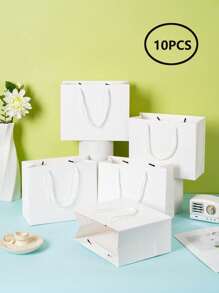 White Gift Bags 10 Pcs 18*7*15 Heavy Duty Kraft Paper Bags With Handles For Boutique, Wedding Party Favor Bags, Grocery Bags, Retail Merchandise Bags Medium Gift Bags Paper Sacks, Wedding Bridesmaid Gift Bags, Wedding, Gift, Gift Bag, Logo, Mini Gift Bags, Cheap Stuff, Bachelor Party, Small Gift Bags, Gift Bag Birthday, Christmas Valentine Day