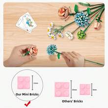 1 套微型积木人造花束 - DIY 独特家居装饰，植物系列 - 非常适合家居装饰、女友礼物、母亲节礼物、生日礼物和时尚玩具房间装饰