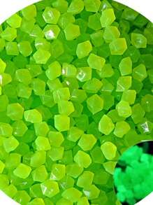 300pcs 9*13mm Small Diamond Shaped Glow Stones, Luminous Plastic Pebbles For Garden, Fish Tank