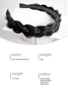 SHDanrtsey 1件装儿童编织假发发箍，一体式宽边编织发箍，扭辫假发一体式儿童编织发箍，鱼骨辫发夹，女孩高冠压力发箍