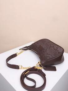 1 pezzo Borsa a spalla in PU monocolore da donna, borsa ascellare per l'ufficio, tracolla regolabile versatile