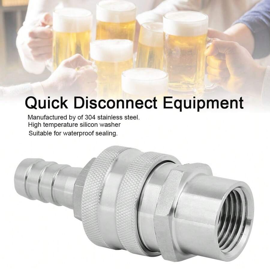 Accesorio para bomba de cerveza de desconexión rápida, rosca hembra de 1/2 pulgada NPt, espiga de 1/2 pulgada - Plateado - Ver 1