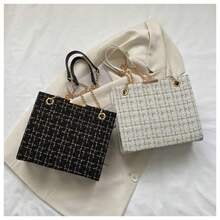 Petit Check Ladies Large Capacity Bag 2025 New Product Casual Shoulder Chain Texture Clutch Bag Perfect For Commuting, School And Travel, A Great Gift For You And Your Family - 黑色 - 查看 3