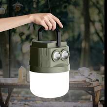 带 USB 手机充电器的便携式太阳能灯 - 可充电 LED 灯，适用于户外徒步应急停电帐篷悬挂灯泡 - 綠色 - 查看 8