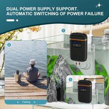 Battery Aquarium Air Pump, USB Rechargeable Aquarium Bubbler Aerator For 15-120 Gallon, 3.5W Lithium Battery Operated Aquarium Air Pump With 2 Outlets For Fish Tank, Hydroponic, Outdoor Fishing - 1 - View 4