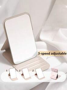 2 件便携式化妆镜，PU 皮革小镜子，可折叠，旅行镜，适合送礼，旅行必需品，化妆必需品，易于存放圣诞节，适合节日礼物 - 粉色 - 查看 3