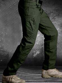 Men's Tactical Pants With Multiple Pockets, Waterproof Casual Pants, Wear-Resistant, Multiple Pockets - Verde - Ver 1