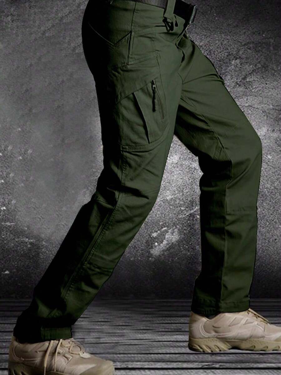 Men's Tactical Pants With Multiple Pockets, Waterproof Casual Pants, Wear-Resistant, Multiple Pockets - Verde - Ver 1