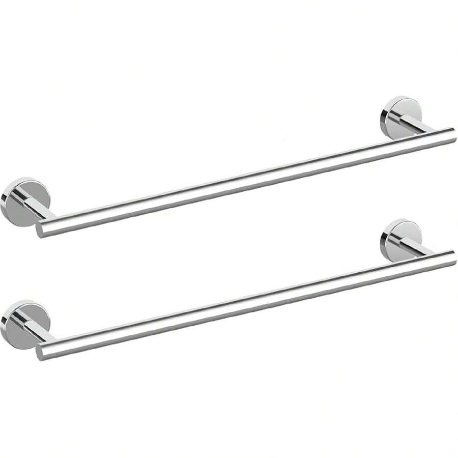 24 Inch Polished Chrome Bathroom Towel Bar, 2 Pieces Towel Racks For Bathroom SUS304 Thicken Stainless Steel Towel Holder-Yl - Chrome - View 1