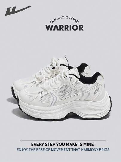 WARRIOR 女士时尚复古运动鞋，轻便透气跑步鞋，适合春夏穿着，简约休闲风格，四季皆宜，耐穿舒适，是全天训练和锻炼的理想之选，白色鞋款