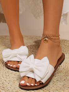 Women's Summer New Bowknot Sandals, Fashionable Versatile Elegant Comfortable Flat Sandals