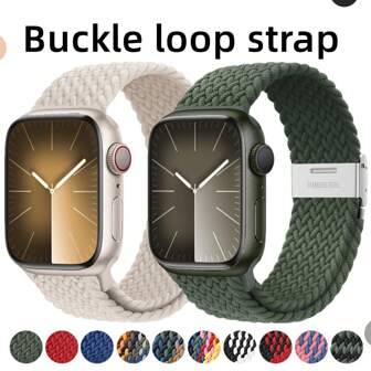 开口扣环尼龙表带适用于 Apple，可调节编织尼龙单圈表带适用于 ，带静音金属按扣弹性运动腕带，兼容 38 毫米 40 毫米 41 毫米 42 毫米 44 毫米 45 毫米 46 毫米 49 毫米，适用于 Series 1-10、SE、Ultra 1-2 黑色及多种颜色， 配件