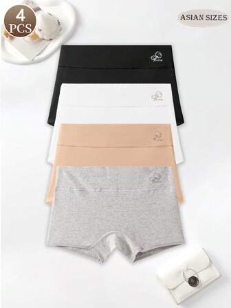 Set de 4 pantalones cortos holgados, casuales, cómodos, sencillos, deportivos y de punto, ropa de casa segura para mujer