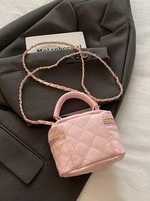 Lightweight Mini Chain Bag Quilted Handbag Bucket Bag Suitable For Girls, College Students And Office Workers - Pink - View 9