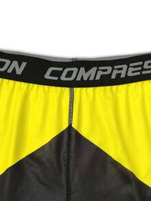 3-częściowy zestaw odzieży sportowej dla mężczyzn - spodenki sportowe + obcisłe spodnie + koszulka z długim rękawem i okrągłym dekoltem, miękka i wygodna tkanina, odpowiednia do jazdy na rowerze na świeżym powietrzu, biegania, ćwiczeń na siłowni - Żółty - Zobacz 5