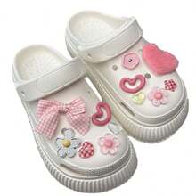 12pcs Y2K Plush Heart, Bow, Star Shape Shoe Charm Accessories, Suitable For Beach Sandals, Cute Accessories For Women Shoes, Beach Accessories For Women Vacation Outfits