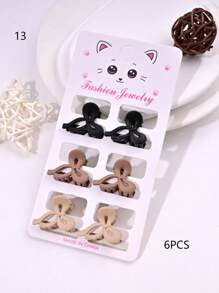 6pcs/Set Solid Color Casual Cute ABS Plastic Hair Clips, Butterfly, Flower, Heart, Square Design, Small Size Matte Black Bangs Claws, Princess Front & Side Bang Clips, Suitable For All Seasons Summer Hair Jaw Clip
