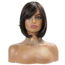 Short Long Bob Wig 40cm - Modern Cut, High Quality Fiber | Yan Hair - 挑染灰色 - 查看 1