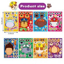 Paw Patrol 8 Fogli Adesivi Puzzle di PAW Patrol, Anime, Fai-da-te, Adesivi per creare facce divertenti, Decorazioni da assemblare per feste, Regali