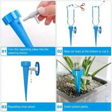 Self Watering Spikes: Automate Your Plant Watering With Adjustable Slow Release Control Valve Switch!Automatic Drippers For Vacation - Adjustable Control Valve - Ideal For House, Garden, And Office Plants(Random Color)