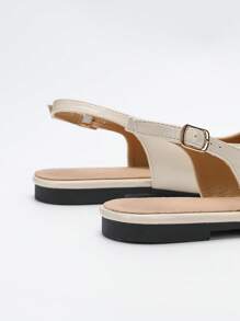 Wide Fit Women's French Back Open Pointed Toe Sandals, Versatile Elegant Flat Slip-On Outdoor Shoes, Spring/Autumn 2025 New Arrival